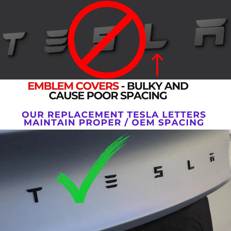EVMIZE Metal Tesla Letters Emblem Trunk Logo Decal Tailgate Rear 3m Adhesive Compatible with Tesla Model 3 Y Highland Juniper Matte Black (Tesla Letters) - Image 5